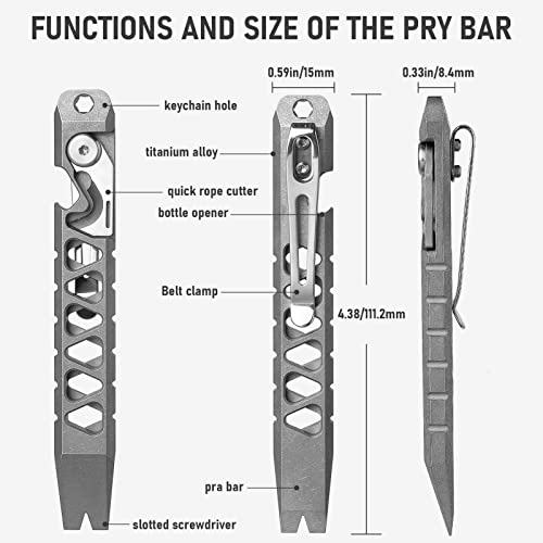 Tisur Titanium Edc Pry Bar, Keychain Multitool Tool, Pocket Tool Pry Bar Bottle Opener Keychain Outdoor Tool, Titanium Key Chain For Men #TOP1