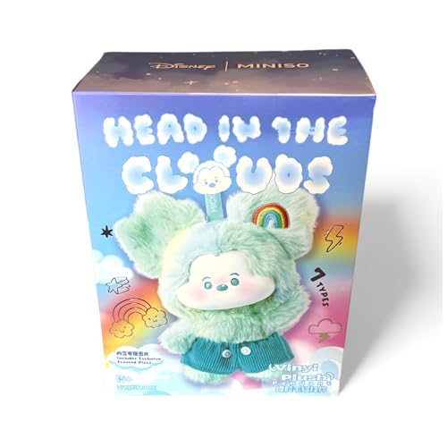 MINISO Disney Head in the Clouds Vinyl Plush Pendant, 5-Inch Collectible Blind Box with Cloud Frame, Mickey Character Keychain with Collector Card (Single Box)