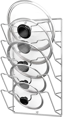 Simple Houseware Wall Door Mounted Pot Lid Rack, Chrome Finish