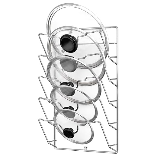 Simple Houseware Wall Door Mounted Pot Lid Rack, Chrome Finish
