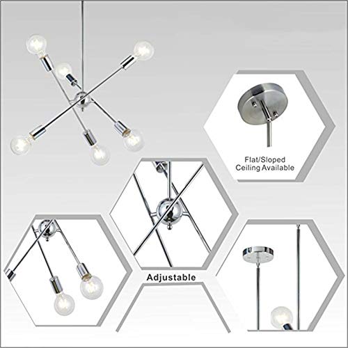 Plafonnier de style Sputnik en fer industriel robuste 8 douilles E27 - 6