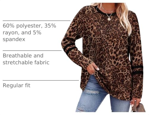 Image of Sampeel Long Sleeve Shirts for Women Color Block Casual Tops Fall Outfits 2026 Basic Tees Trendy Spring Clothes