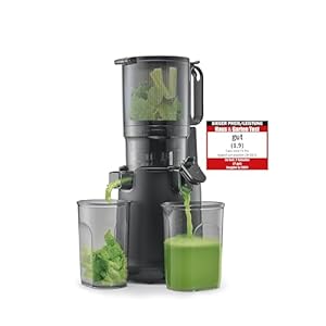 CASO Juice Fit Pro – Slow Juicer, Testsieger: Haus & Garten Test, niedrige Umdrehungszahl (40 U/min), Große Einfüllöffnung von 130 mm Ø für ganze Früchte, Schwarz