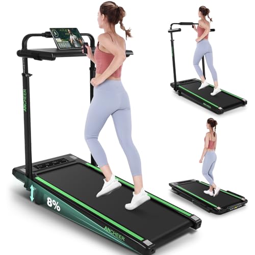 Image of Walking Pad Treadmill with Incline & Adjustable Height, Under Desk Treadmills with Removable Desk Workstation,Foldable Treadmill for Home with Handle /Office 300lbs Max