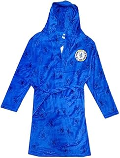 Mens Official Chelsea Football Dressing Gown Hooded Fleece Bath Robe Sizes S-XL (Large)
