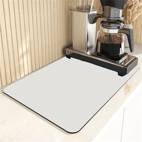 Tapis de café – Tapis de bar à café super absorbant pour comptoirs, tapis antidérapant sans rinçage pour machine à café, comptoir de cuisine (blanc, 30 x 40 cm)