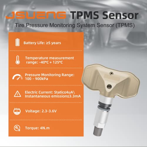 Jsueng GM TPMS Sensor, 315MHz Tire Pressure Monitoring System Sensor fit for Chevrolet Chevy GMC Cadillac Replaces#15114379 15122618 4-Pack