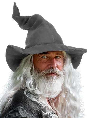Ibeauti Wizard Hat Adult Men Grey Costume Hat Halloween Cosplay Accessory (Grey)