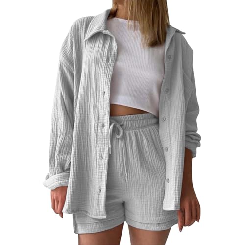 T-shirt manches longues plissé et short avec cordon de serrage pour femme casual en grande taille