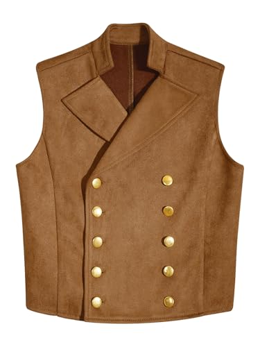TiaoBug Boys Medieval Pirate Vest Double Breasted Gothic Steampunk Waistcoat Halloween Cosplay Dress up3