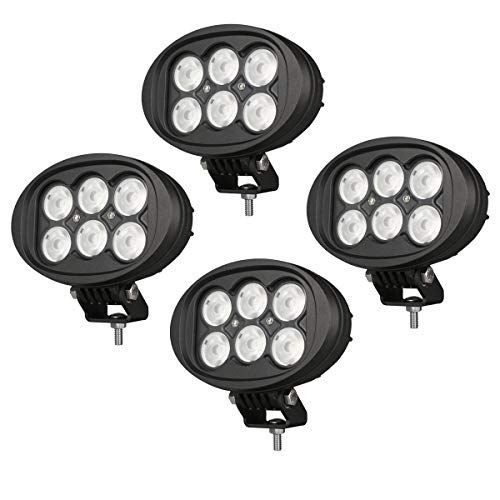 Raycharm 4X6 Inch Oval 60W 6000K Natural White Super Bright Heavy-Duty Aluminum Housing LED Work Light for Offroad Vehicle, ATV & Agriculture Tractor, 60° Flood Beam, IP69 Waterproof Rating, 4-Pieces