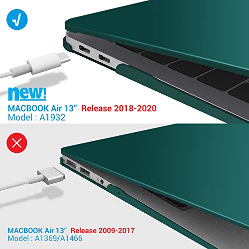 IBENZER MacBook Air 13 Inch Case 2020 2019 2018 New Version A1932, A2179, Hard Shell Case with Keyboard Cover for Apple Mac Air 13 Retina with Touch ID, Quezhal Green, MMA-T13QUGN+1