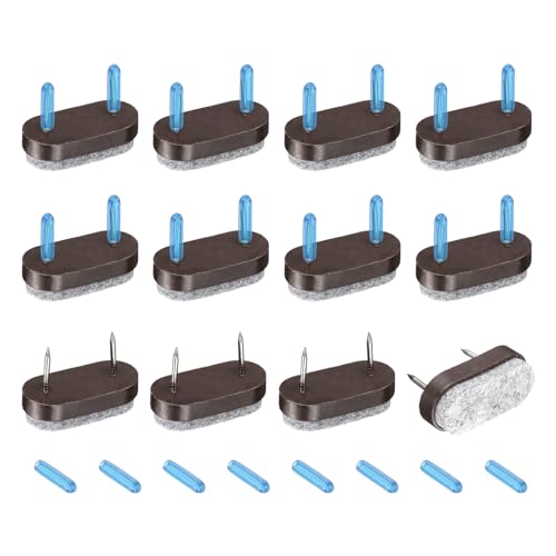 uxcell 12Pcs Nail-on Felt Furniture Pads, Rounded Rectangle Felt Pads Furniture Sliders Floor Protectors for Wooden Furniture Table Sofa Chair Leg (18mm, Brown) -  a24112700ux2104