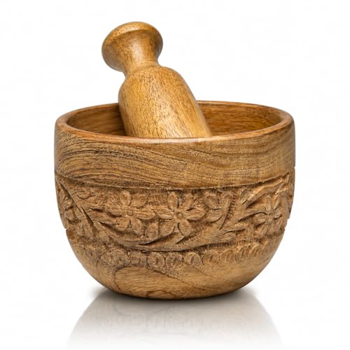 Handmade Wooden Mortar & Pestle Set for Spices