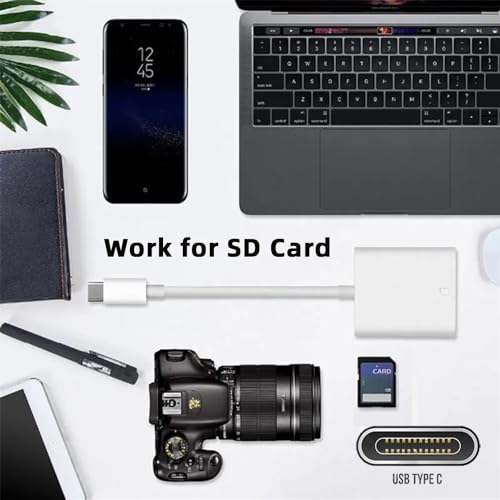 NFHK USB 2.0 Type C USB-C to Standard SD SDXC SDHC Card Reader Adapter Compatible with MacBook Laptop Tablet Phone - Image 3