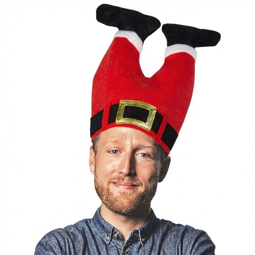 DomeStar Christmas Hat, Funny Novelty Santa & Elf Hat, Santa Pants Style