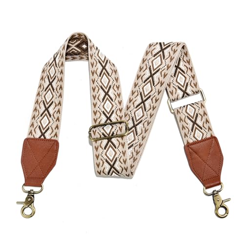 Image of LEMEDE Purse Strap,2 inch Leather End Shoulder Strap Adjustable Replacement,Retro Jacquard Multi-pattern Crossbody Bag Straps