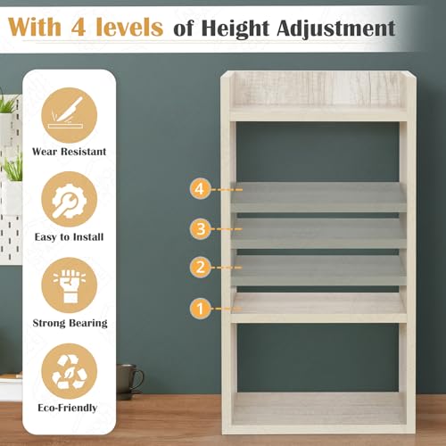 Image of ABOUT SPACE Side Table - Bed Side Tables for Bed Room with 2 Adjustable Shelves | DIY Engineered Wood Night Stand with Storage, Open Display End Table for Home Office (L 33 x B 24 x H 61.5 cm - Beige)