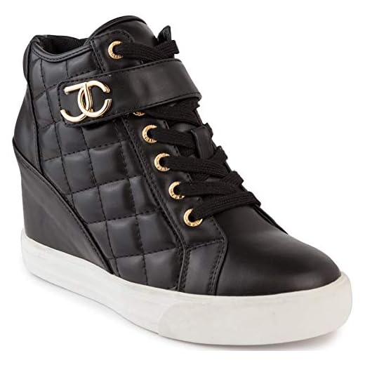 Juicy Couture Womens Wedge Sneakers High Top Womens Sneakers with Wedge, Wedgies Sneakers for Women 8 Black