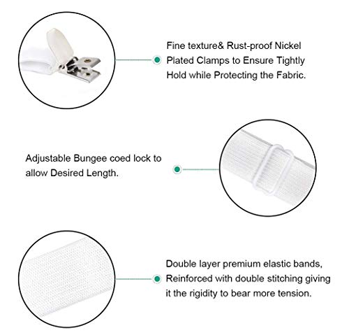 image for QoeCycth 4Pcs Adjustable Bed Sheet Straps Clips, Elastic Mattress Shee