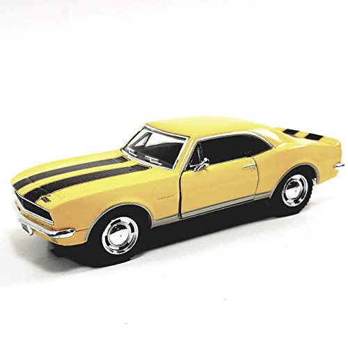 Kinsmart Chevy Camaro Z28 1967 Yellow & Black Stripes Hardtop 1/37 O Scale Diecast Car