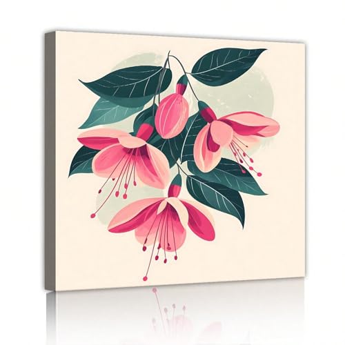 Impression d'art mural de fleurs roses peinture décorative salon toile 65x65cm