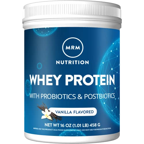 MRM Nutrition Whey Protein | Vanilla Flavored |18g Protein | with 2 Billion probiotics + Digestive enzymes + BCAAs | High Absorption + Digestion | Hormone + antibiotic Free | 17 Servings