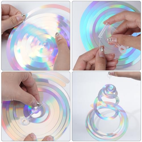 Image of 28 Pack Iridescent Ceiling Swirl Foil Decorations Hanging Plastic Streamer Themed Swirl Party Decoration for Celebration