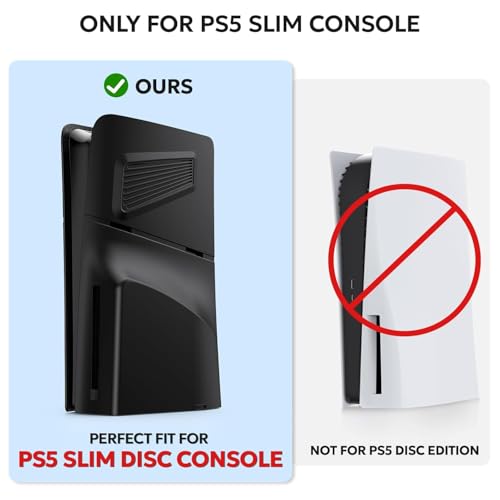 Image of PSS Replacement Plates for PS5 SIim Disc Edition, PS5 Faceplate with Cooling Vents, Anti-Scratch Dustproof Protective Cover for PS5 Slim Disc Edition PS5 Accessories (Black)
