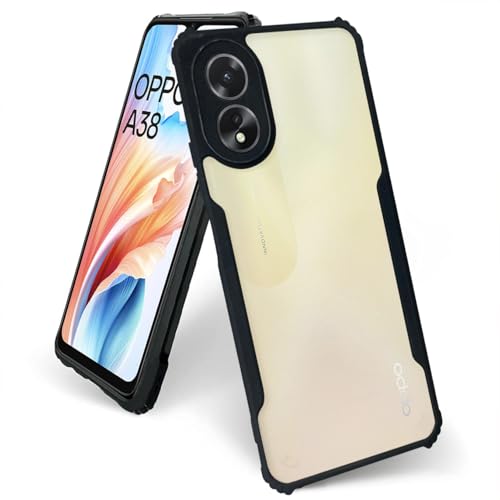 Image of AIBEX Crystal Clear Back Cover Case for Oppo A18 4G / Oppo A38 4G | 360 Degree Protection | Shock Proof Design | Transparent Back Cover Case (PC & TPU, Black Bumper)