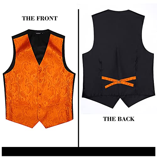 Image of HISDERN Vest and Tie Sets for Men Vests Paisley Floral Jacquard Necktie Pocket Square 3PCS Waistcoat for Suit or Tuxedo