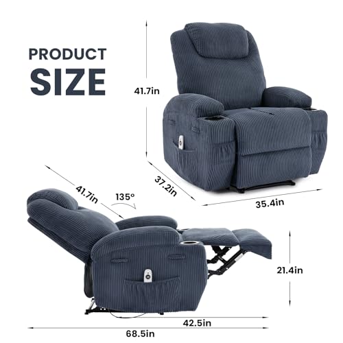 Sillón reclinable moderno azul miniatura 3