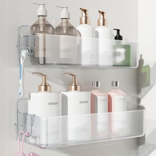 Nieifi Adhesive Wall Shelf Shower Shelves Shower Organizer for Bathroom Organization (A-Clear 2 pieces)