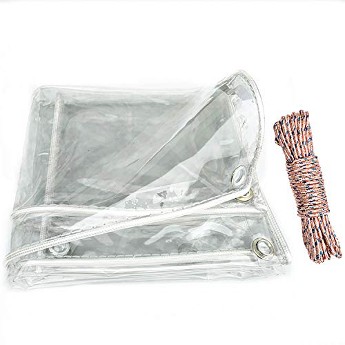 Clear PVC Vinyl Tarp Clear Tarpï¼ŒWaterproof Clear with Grommets Heavy Duty Outdoor Campingï¼Œ Transparent Waterproof raincloth for Roofs (4.5ft6.5ft)