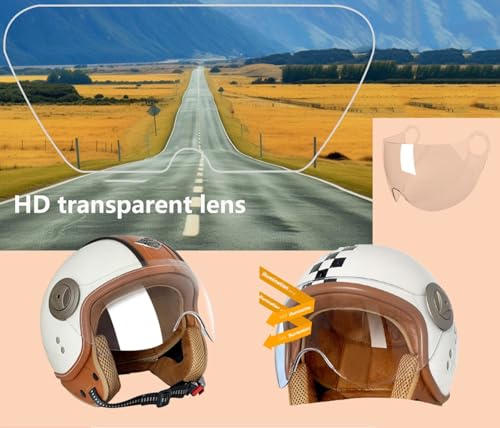 Casco Moto Jet Bluetooth Integrato Mezzo Casco,Vintage Scooter Jet Cascos Dot/Ece Omologato Con Visiera Caschi Da Moto Con Microfono Speaker Per Donna E Uomo Adulto 1,XXL - 7