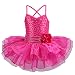TFJH E Girls' Glitter Ballet Dresses Sleeveless Dancing Leotard Tutus HotPink L