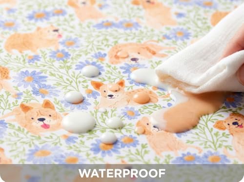Image of Splat Mat for Under High Chair /Arts /Crafts, Waterproof and Anti-Slip Splash Mat Floor Protector, Washable Highchair Floor Mat, 51 Inch Reusable Messy Mat and Baby Feeding Table Cloth