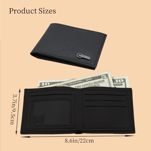 Men's Wallet Business Casual Short PU Leather Money Clip (Black)2