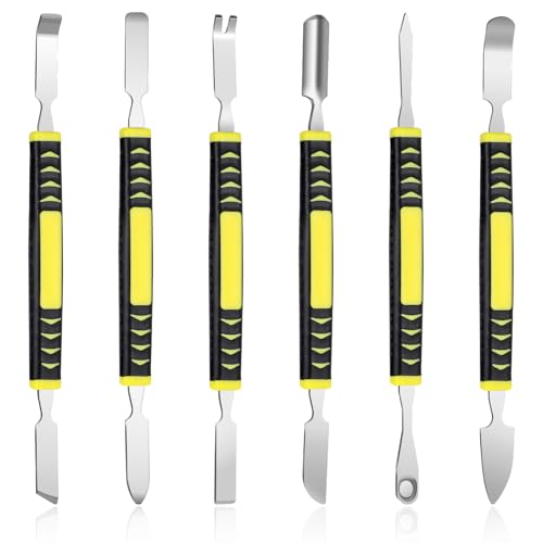 Nogeqi 6 pcs Metal Spudger Repair Tool Kit, Dual-End Carbon Steel Pry Opening Tools with Non-Slip Handle for Phone, Laptops, Tablet, Mobile Phone, Watch, Digital Home Appliance