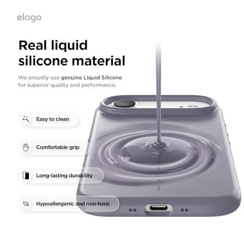 Image of elago for iPhone Air Case, Premium Magnetic Silicone Case, Compatible with MagSafe, Liquid Silicone Material, Protective Cover, Shockproof, Slim Phone, 6.5 inch (Deep Lavender)
