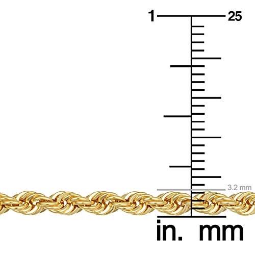 Kooljewelry Mens or Womens 10k Yellow Gold 3.2 mm Rope Chain Bracelet (7.5 or 8.5 inch)4