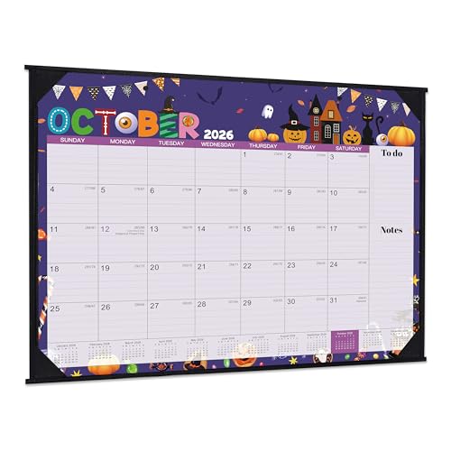 2026-2027 Desk Calendar - Large Desk Calendar 2026-2027 Jul.2026 - Dec.2027 22 x 17 18 Months Calendar with Corner Protectors + Large Ruled Blocks To-do & Notes 12 Different Themes