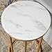 Walker Edison Ophelia Contemporary Metal and Glass Round C Accent Table, 16 Inch, Marble and Gold