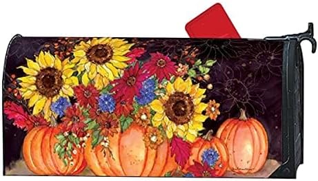 Studio M The Original Magnetic Mailbox Cover, Decorative MailWrap Fits Standard Size 6.5 x 19 Inch Mailbox, Weather Resistant Vinyl, Pumpkin Bouquet