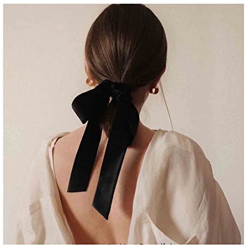 Yheakne Barrette à cheveux en velours avec nœud en satin pour femme et fille Noir Cover