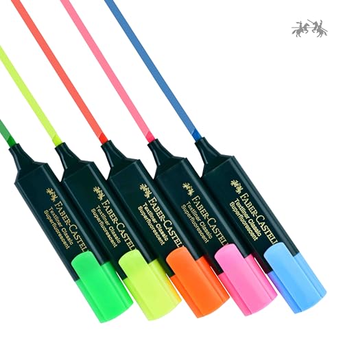 Image of Faber-Castell Textliner Pen Set - Pack of 5 Assorted Colours | Refillable Markers for Study, Journaling & Doodling | Stationery Essential for Students