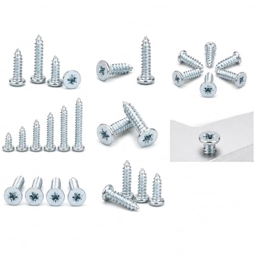 Image of By inchVP INDUSTRIES inch (Pcs-50) No.8x30 mm CSK Philips Pozi Chipboard Screw - White Zinc Flat Head Self-Tapping for Wood & Particle Boards