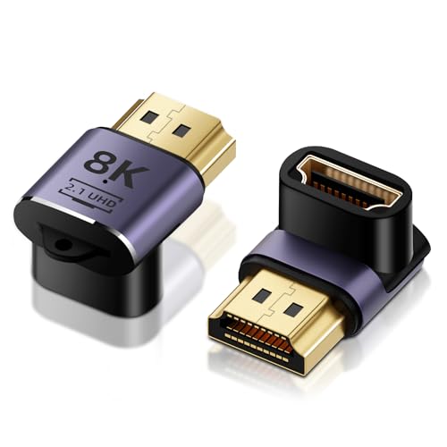 LUIRSAY Fiche coudée HDMI, 2PCS fiches coudées HDMI 90 degrés et 270 degrés avec 8K@60Hz / 4K @120Hz UHD2.1 Arc HDR10 et Dolby Vision pour PS5, TV Stick