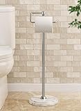 KES 26' H Anti-Wobble Toilet Paper Holder Stand with 3X Weighted Marble Base, 18/8 Stainless Steel Free Standing Toilet Paper Holder Rust-Resistance Upgrade, Vintage Brushed Steel, BPH235-2