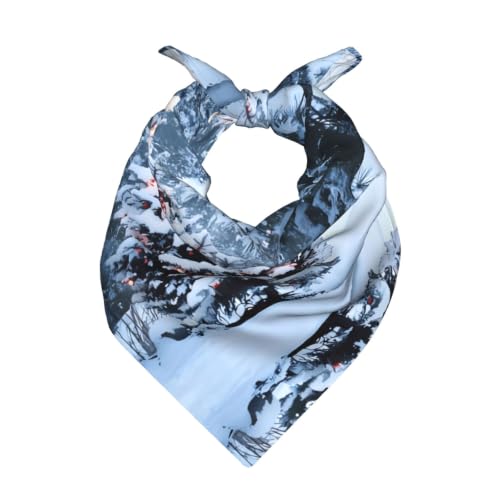 Image of WHJSSF Christmas Tree Snow Prints Bandanas for Women or Men – Well-Crafted Satin Throw for Easy Style, Travel & Everyday Flair